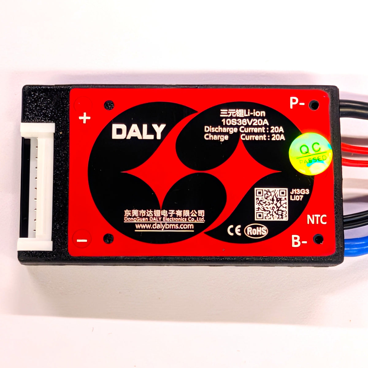 BMS - DALY 10S 20A Lithium Ion - Mini 36V with switch + temp probe