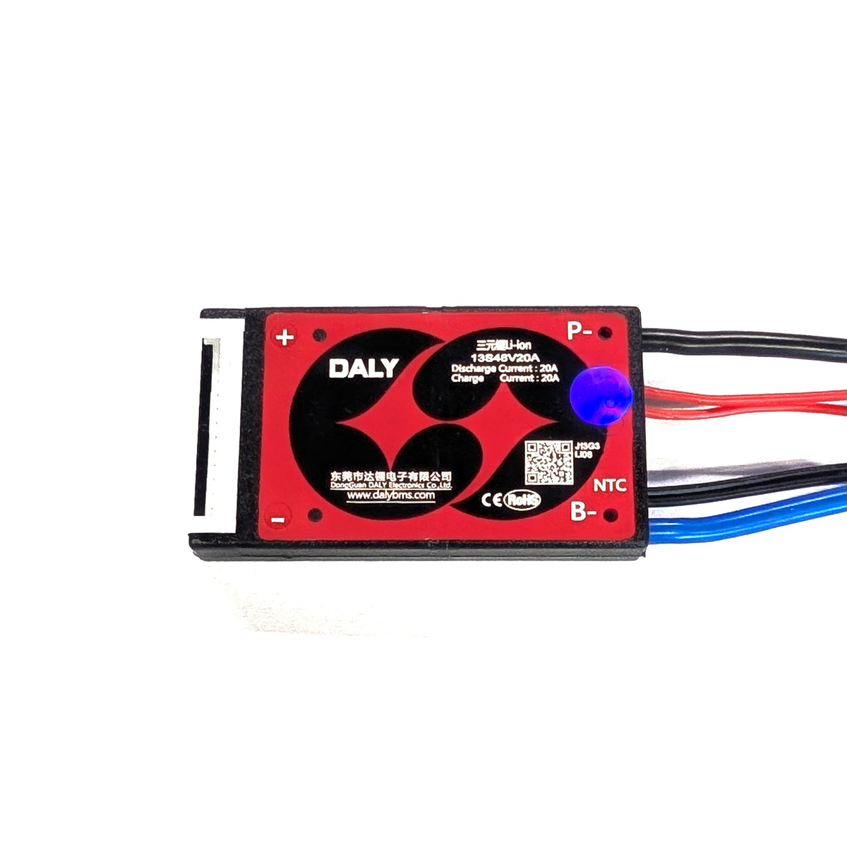 BMS - DALY 13S 20A Lithium Ion - Mini 48V with Temp Probe + Switch Wires