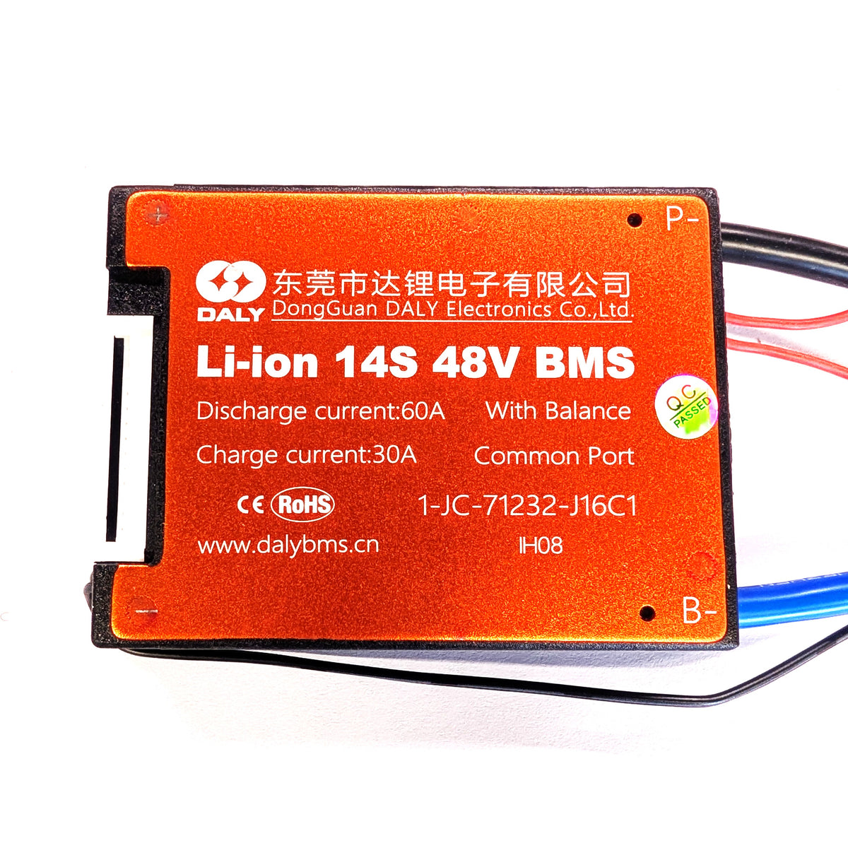BMS - DALY 14S 60A Lithium Ion - 52V with Temp Probe + Switch Wires