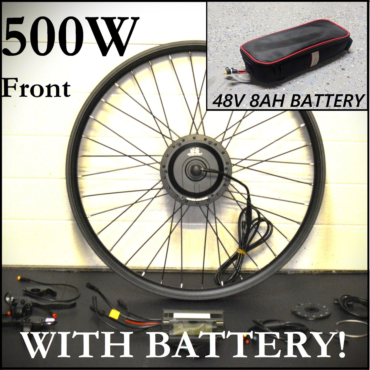 LOW COST Complete Conversion Kit! 48V 500W Front Wheel w Battery
