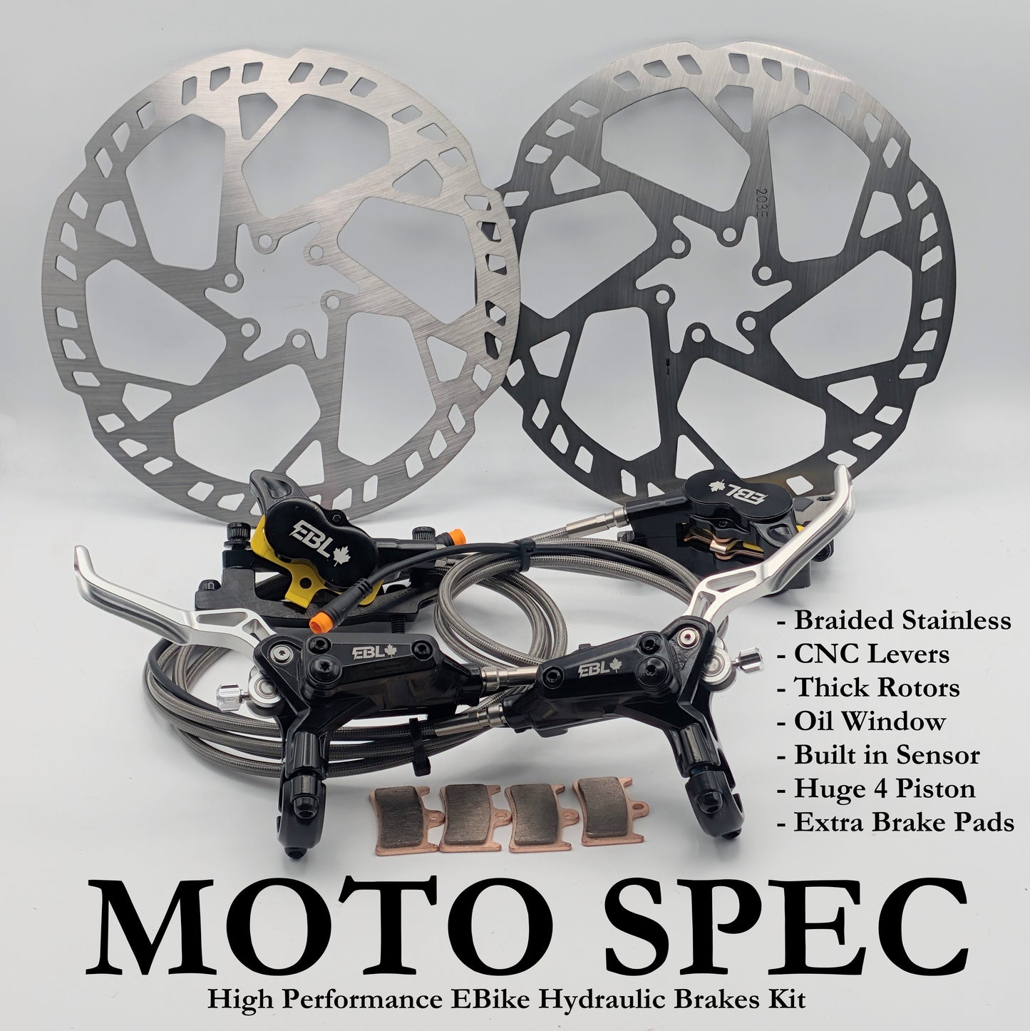 NEW - 4 Piston Hydraulic Moto Spec Brakes + Rotors