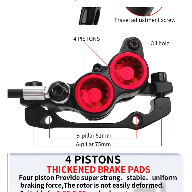 NEW - Hydraulic Brakes - Zoom HB893E - 4 Piston High Performance