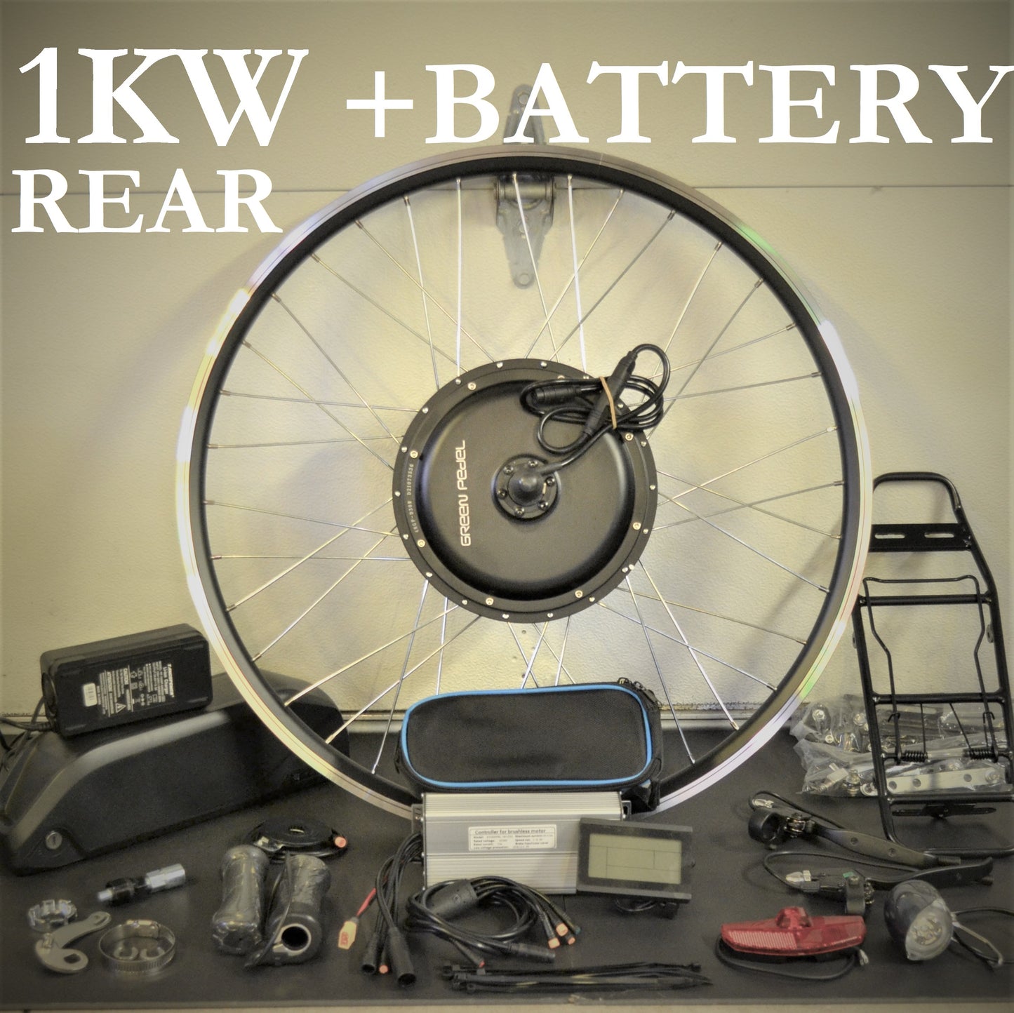 Moteur de moyeu arrière 1KW + batterie de tube diagonal
