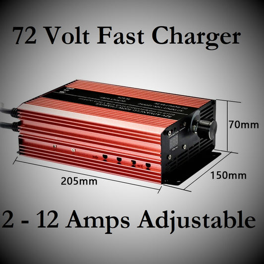 72 Volt Charger - Adjustable - FAST 2-12 Amps