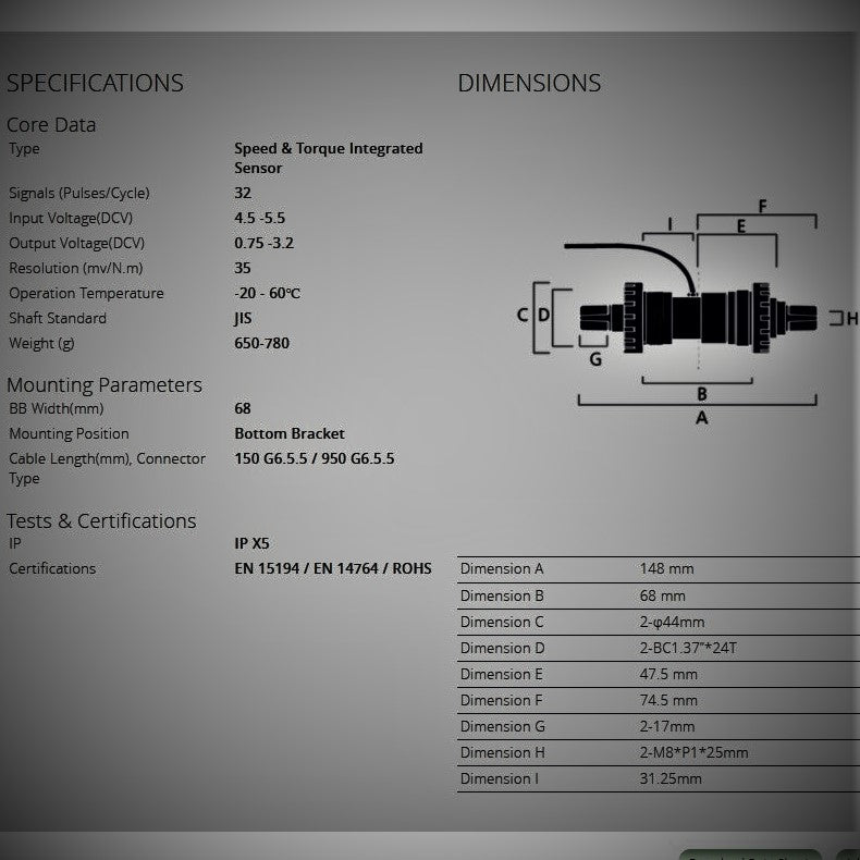 Torque Sensor - BAFANG - 6 Pin Connector